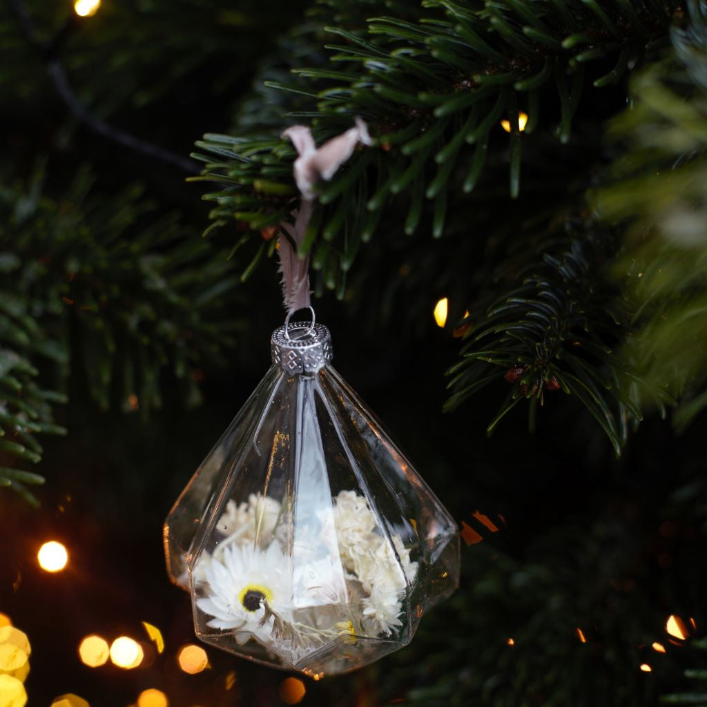alt="botantical bauble made by Thistle & Moss, available from Bramble and Fox UK hygge gifts and homewares."